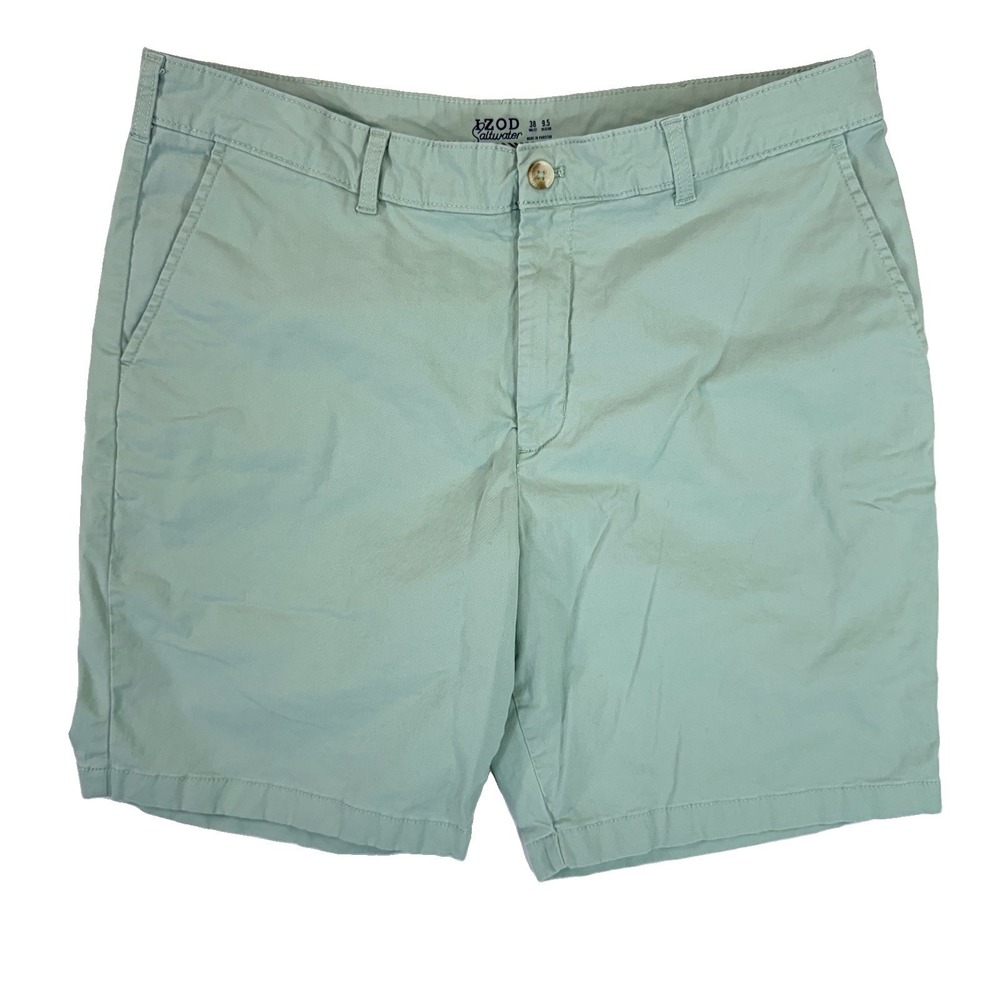 IZOD Saltwater Men's Shorts Size 38 Sage Green Stretch Chino 9.5" Inseam Preppy